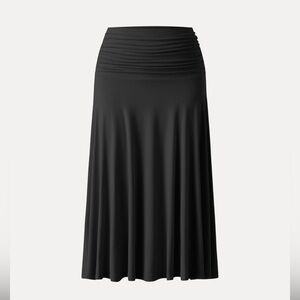 Eco-SkinKiss® Flowy Side Ruched A-line Midi Skirt Black Size Small